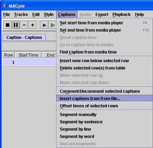MAGpie's Captions menu